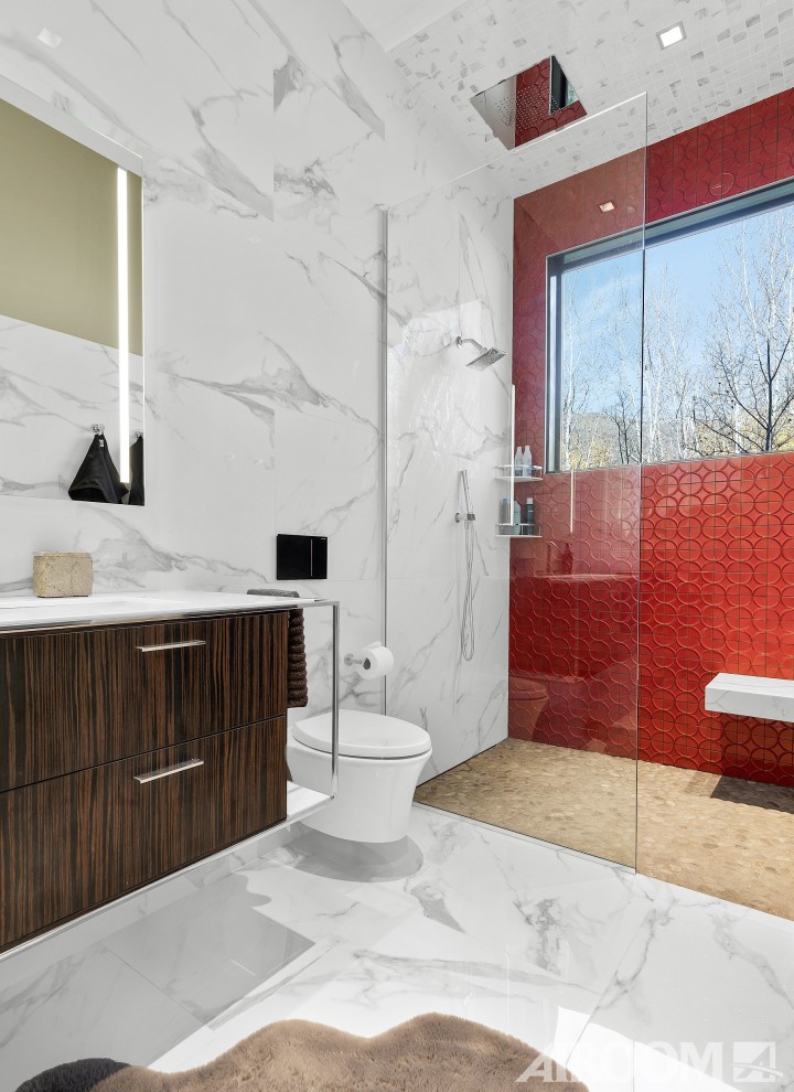 Aspen Bath with Red Wall