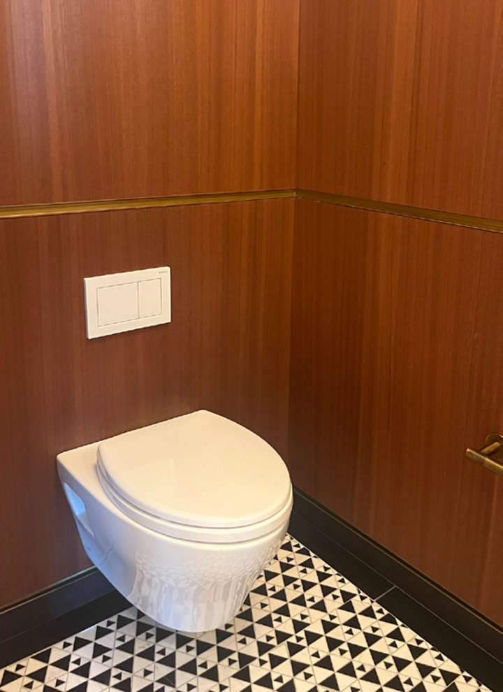 Dual Flush Actuator in Brooklyn Tower Bathroom