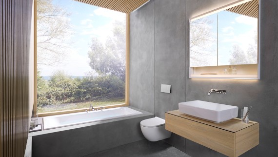 A fully functional bathroom designed around Geberit in-wall systems A fully functional bathroom designed around Geberit in-wall systems